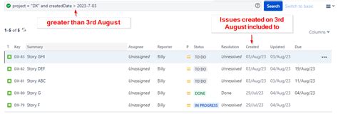 jql created after date|JIRA JQL searching by date